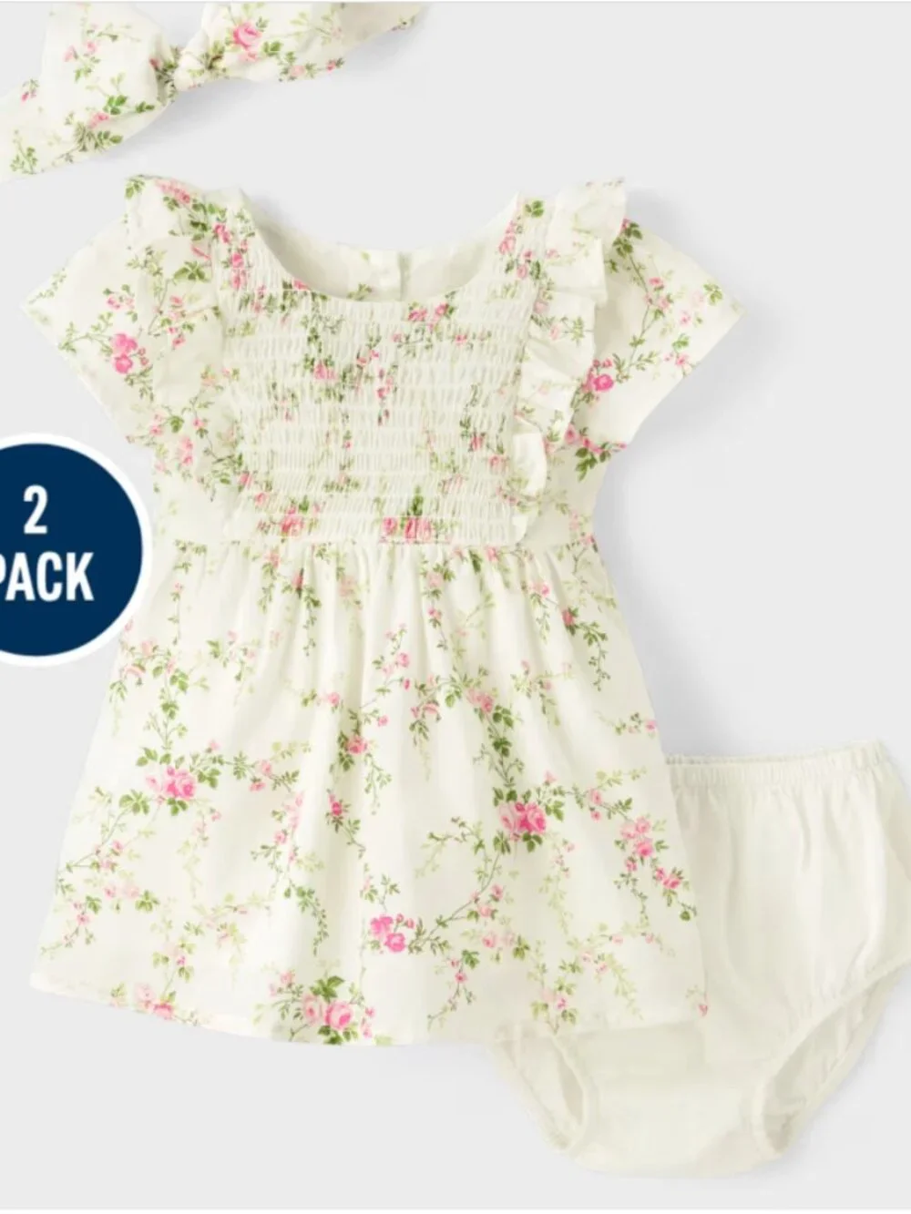 NWT Homegrown by Gymboree Floral Dress Headband Set 3-6M Organic Cotton